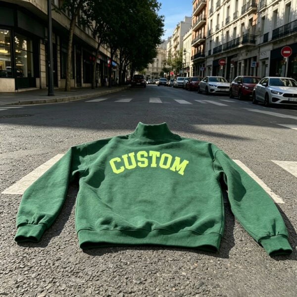 Green Custom Mock Neck Oversized Sweatshirt