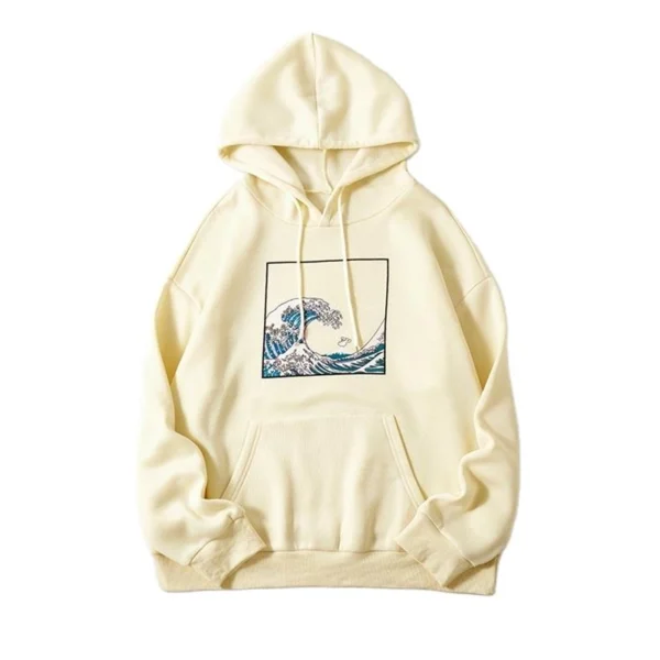 The Great Wave Print Casual Hoodie