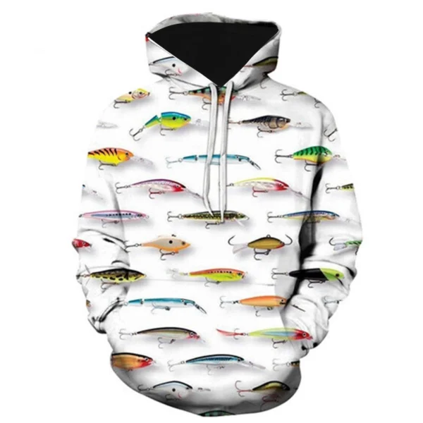 Fishing Print Casual Pullover Hoodie