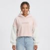 Pink White Colorblock Cropped Hoodie Pink White Colorblock Cropped Hoodie