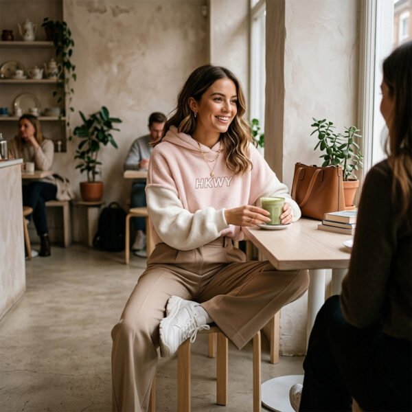 Pink White Colorblock Cropped Hoodie Pink White Colorblock Cropped Hoodie