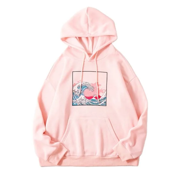 The Great Wave Print Casual Hoodie