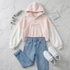 Pink White Colorblock Cropped Hoodie Pink White Colorblock Cropped Hoodie