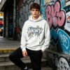 White Grid Graffiti Graphic Oversized Hoodie Streetwear White Grid Graffiti Graphic Oversized Hoodie Streetwear