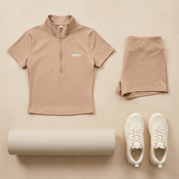 Beige HKWY Half-Zip 2-Piece Active Set Beige HKWY Half-Zip 2-Piece Active Set