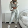 Waffle Knit Cropped 3-Piece Loungewear Set