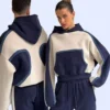 Curved Color Block Oversized Hoodie & Jogger Set
