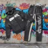 Graffiti Print Side Stripe Zip-Up Tracksuit