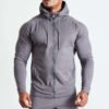 Men Slim Fit Raglan Full Zip Athletic Training Hooded Jacket