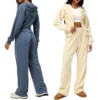 Oversized Plain Zip Hoodie & Wide Leg Pant Set