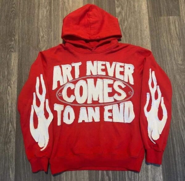Art Never Comes To An End Flame Patch Oversized Hoodie Art Never Comes To An End Flame Patch Oversized Hoodie