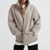 Oversized Plain Zip Hoodie & Wide Leg Pant Set