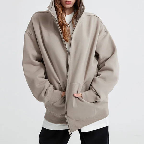 Oversized Plain Zip Hoodie & Wide Leg Pant Set