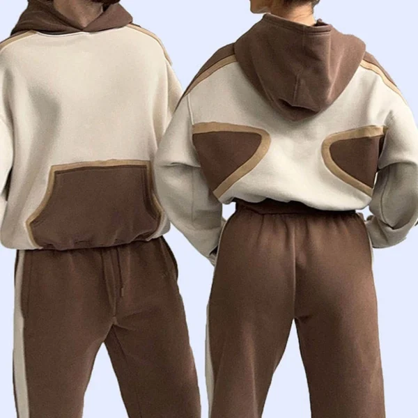 Curved Color Block Oversized Hoodie & Jogger Set Curved Color Block Oversized Hoodie & Jogger Set