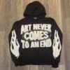 Art Never Comes To An End Flame Patch Oversized Hoodie Art Never Comes To An End Flame Patch Oversized Hoodie
