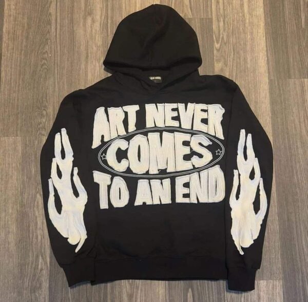 Art Never Comes To An End Flame Patch Oversized Hoodie Art Never Comes To An End Flame Patch Oversized Hoodie