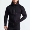 Men Slim Fit Raglan Full Zip Athletic Training Hooded Jacket