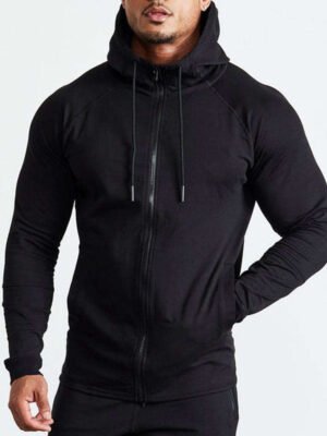 Men Slim Fit Raglan Full Zip Athletic Training Hooded Jacket Men Slim Fit Raglan Full Zip Athletic Training Hooded Jacket