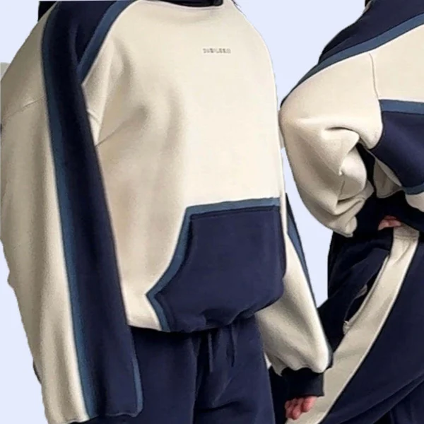Curved Color Block Oversized Hoodie & Jogger Set Curved Color Block Oversized Hoodie & Jogger Set