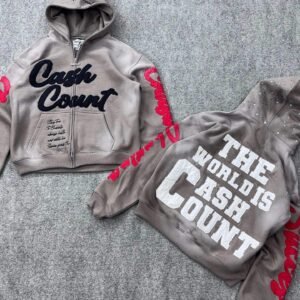 The World Is Cash Count Rhinestone Hood Full Zip Jacket