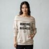 Off Shoulder Minding My Business Text Hoodie