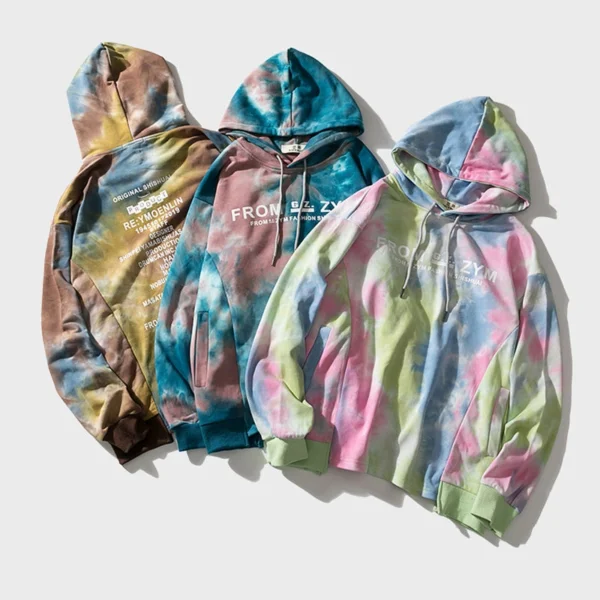 Pastel Tie-Dye Oversized Hoodie With Text Print Pastel Tie-Dye Oversized Hoodie With Text Print