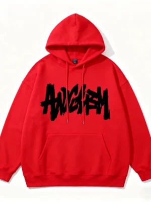 Brush Stroke Letter Sherpa Lined Oversized Hoodie