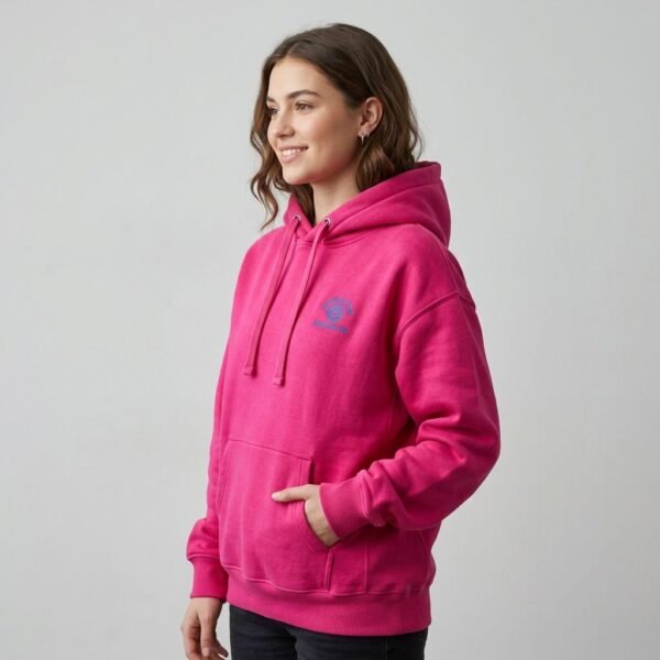 Contrast 3D Puff Print BASIC Oversized Pullover Hoodie