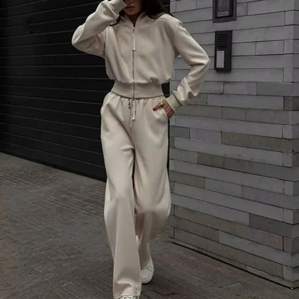 Cropped Zip Hoodie & Wide Leg Sweatpant Set