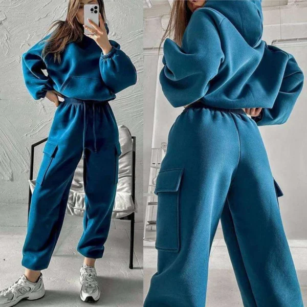 Cargo Pocket Cropped Hoodie & Jogger Set Cargo Pocket Cropped Hoodie & Jogger Set