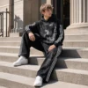 Anime Print Side Stripe Hoodie & Pants Set Anime Print Side Stripe Hoodie & Pants Set