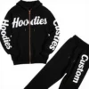 Vertical Side Letter Zip-Up Hoodie & Jogger Set