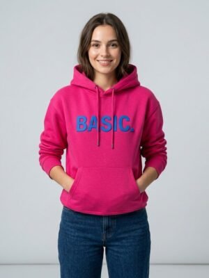 Contrast 3D Puff Print BASIC Oversized Pullover Hoodie Contrast 3D Puff Print BASIC Oversized Pullover Hoodie