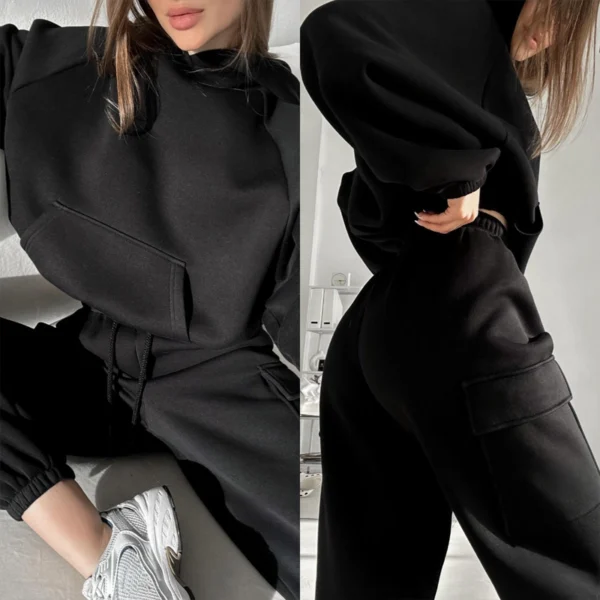 Cargo Pocket Cropped Hoodie & Jogger Set Cargo Pocket Cropped Hoodie & Jogger Set