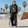 Anime Print Side Stripe Hoodie & Pants Set Anime Print Side Stripe Hoodie & Pants Set
