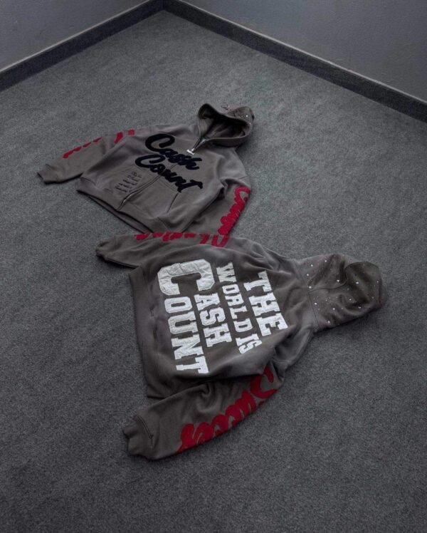 The World Is Cash Count Rhinestone Hood Full Zip Jacket The World Is Cash Count Rhinestone Hood Full Zip Jacket