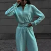 Cropped Zip Hoodie & Wide Leg Sweatpant Set