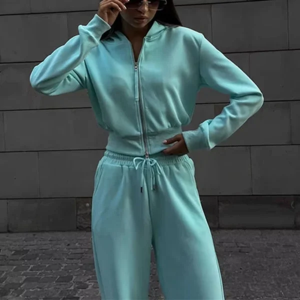 Cropped Zip Hoodie & Wide Leg Sweatpant Set