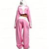 Two Tone Color Block Crop Zip Hoodie Wide Leg Tracksuit Set
