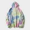 Pastel Tie-Dye Oversized Hoodie With Text Print Pastel Tie-Dye Oversized Hoodie With Text Print