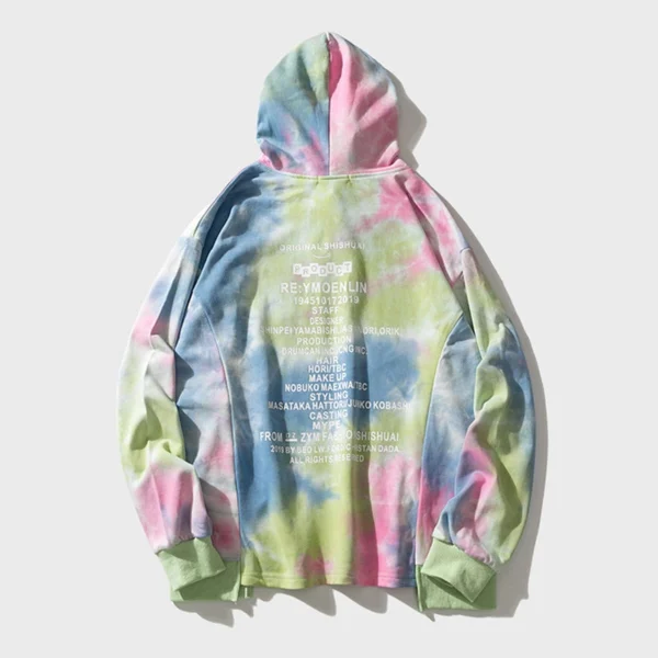 Pastel Tie-Dye Oversized Hoodie With Text Print Pastel Tie-Dye Oversized Hoodie With Text Print