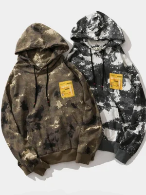 Camouflage Print Oversized Hoodie With Patch Camouflage Print Oversized Hoodie With Patch