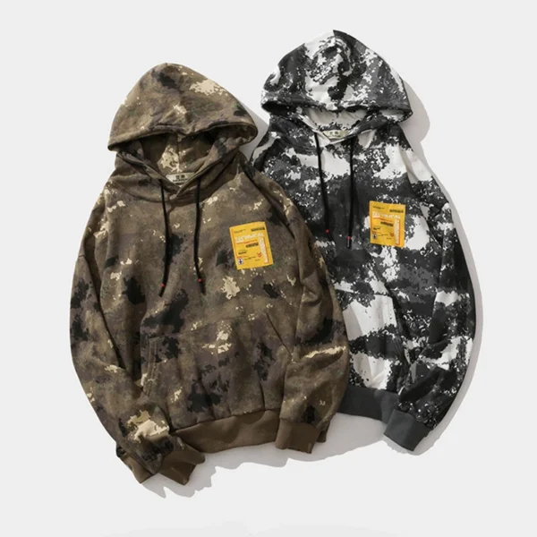 Camouflage Print Oversized Hoodie With Patch