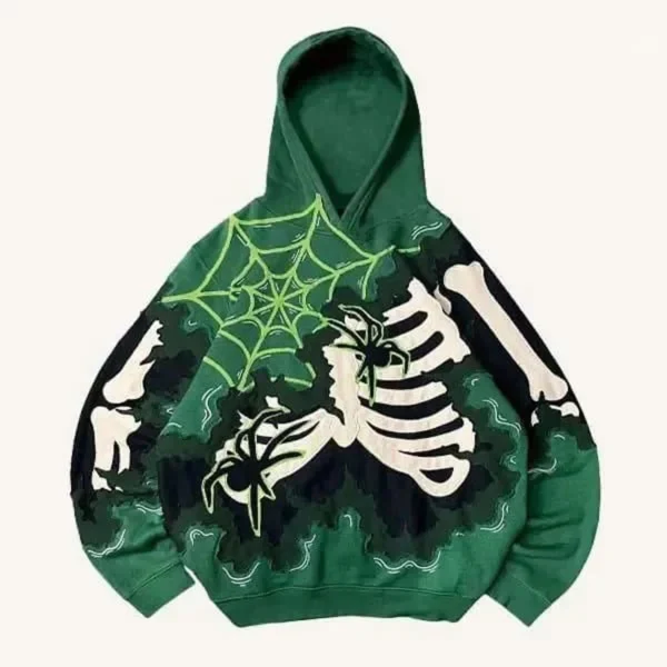 Skeleton & Spider Print Casual Hoodie Skeleton & Spider Print Casual Hoodie