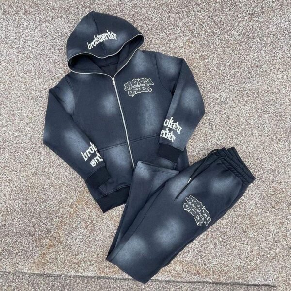 Broken Order Gradient Wash Full Zip Tracksuit Set