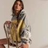 Floral Quilted Patchwork Oversized Hoodie