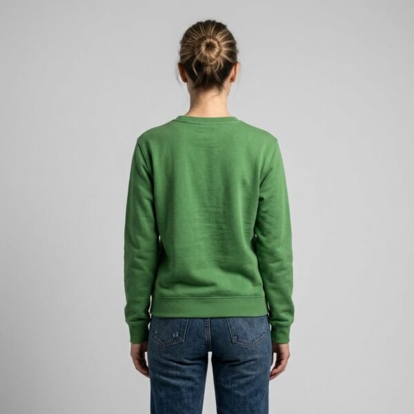 Colorful Floral Heart Patch Embroidery Green Crewneck Sweatshirt