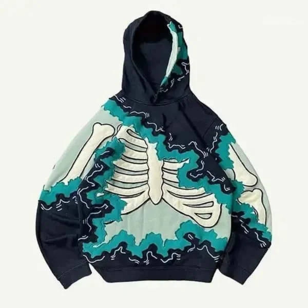 Skeleton & Spider Print Casual Hoodie Skeleton & Spider Print Casual Hoodie