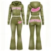 Vintage Ticket Print Cropped Zip & Flare Pant Set Vintage Ticket Print Cropped Zip & Flare Pant Set