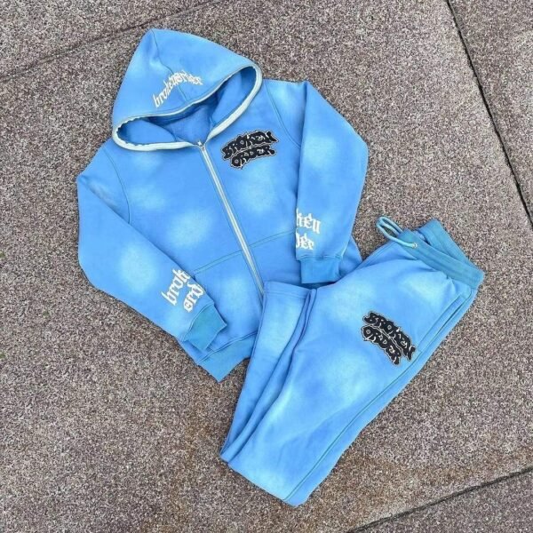 Broken Order Gradient Wash Full Zip Tracksuit Set